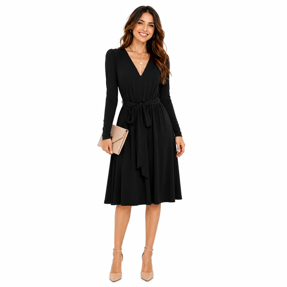 Theory Women's Dress Size 2 Black Long Sleeve Old Money Elevated Work Minimalist
